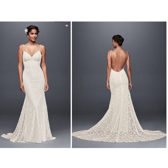 soft lace wedding dress with low back